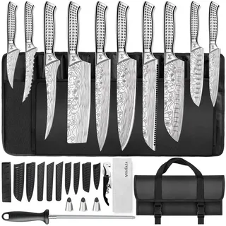 LuxusKollektion Messer-Set Küchenmesser Set 17-teilig Profi Kochmesser mit Tasche