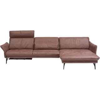 Himolla Ecksofa, Dunkelbraun, Metall, Uni, Ottomane rechts, L-Form, 330x175 cm, Blauer Engel, Goldenes M, Emas, Typenauswahl, Lederauswahl, Stoffauswahl, Hocker erhältlich, Rücken echt, Wohnzimmer, Sofas & Couches, Wohnlandschaften, Ecksofas