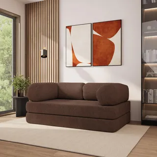 masseno Schlafcouch Polyester 3-Sitzer Braun