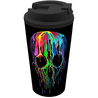 GEDALABELS Coffee to go Becher Skull Neon 400ml | Totenkopf | Halloween | Grusel | Neon | PP | Kaffee | Tee | Kakao | Kaffeebecher | schwarz | Mehrwegbecher