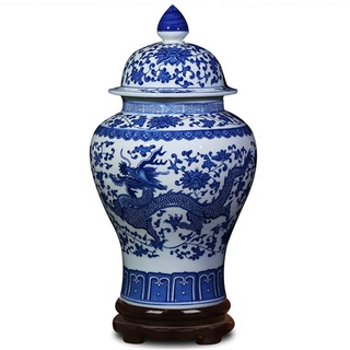 ufengke Jingdezhen Klassische Blaue und Weiße Porzellan Keramik Vase,Drachen Blumenvase,China Ming-Stil,Höhe 15"(38cm)