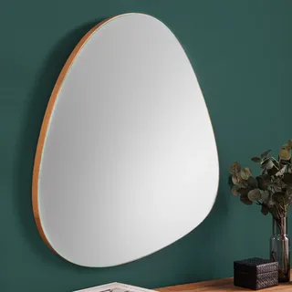 Moderner Wandspiegel NOEMI 75cm natur Eiche Massivholz handmade asymmetrisch