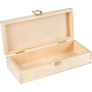 Creative Deco Kleine Holzkiste mit Deckel und Schloss | 24 x 10,5 x 5,7 cm | Geschenkbox Schatztruhe Schatzkiste