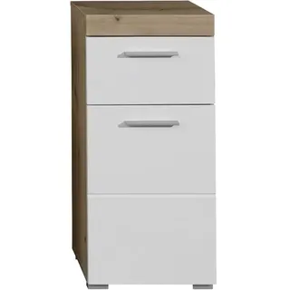 trendteam Amanda Badkommode 37 x 79 x 31 cm Weiß Hochglanz/Eiche