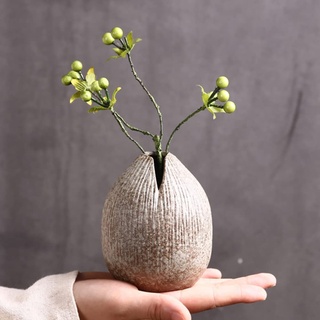 AKIS Home Japanische dekorative handgefertigte Keramik Vase Blumenarrangement Blumentopf Wohndeko für Esstisch Couchtisch Bücherregal (Muster 3, Braun)