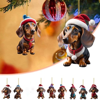 8 Stück Dackel Weihnachtsanhänger, Hund Weihnachtsbaumschmuck, Dackel Weihnachtsdeko, Christbaumschmuck, Weihnachtsdeko zum Aufhängen, Lustig Hunde Hängende Zubehör, Weihnachten Dekoration (8PCS)