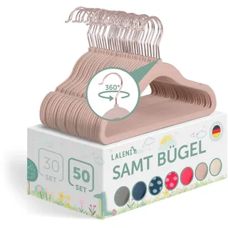 Blumtal Kinderkleiderbügel 50 Stück mit Samtbezug - 360° drehbare Kinder Kleiderbügel - platzsparend und robust - Baby Kleiderbügel rutschfest - Rose Gold/Puderrosa