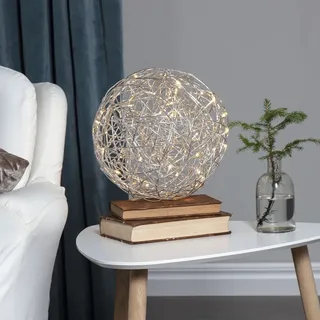 Star Trading LED Leuchtkugel Trassel Kunststoff Ø 30 cm 50 LEDs silber