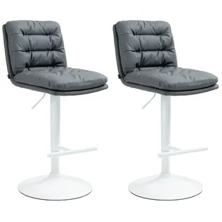 CLP Barhocker Damar 2er Set höhenverstellbar drehbar Kunstleder grau/weiß