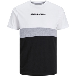 Jack & Jones Herren Rundhals T-Shirt JJEREID BLOCKING Regular Fit Weiß 12233961 XXL