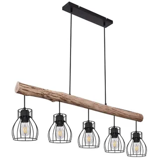 GLOBO LIGHTING LED Pendelleuchte, Leuchtmittel inklusive, Warmweiß, Farbwechsel, Decken Hänge Lampe dimmbar Holz Balken Pendel Leuchte schwarz