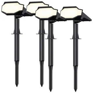 4er-Set High-Power-Solar-LED-Gartenspots, 650 lm, IP65, warmweiß