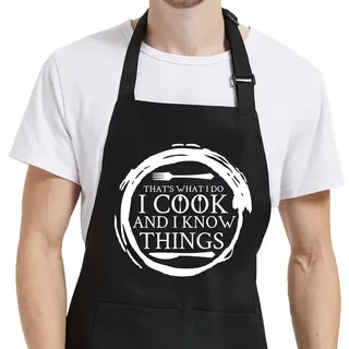 Grillschürzen für Männer mit Taschen, Grillgeschenke für Männer, Grillen, Kochen, verstellbar, wasserabweisend, Kochschürze für Vater, Ehemann, Thats What I Do I Cook I Know Things, Einheitsgröße