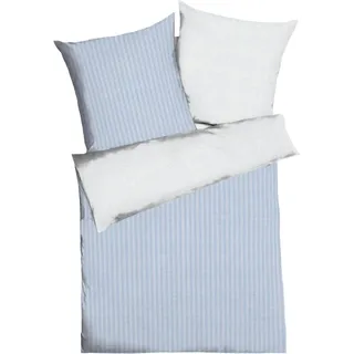 Traumschlaf Mako-Satin Gestreift Hellblau 240 x 220 cm + 2 x 80 x 80 cm