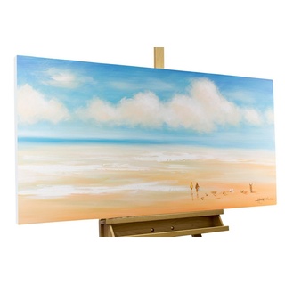 KUNSTLOFT Gemälde Melodie der Meere 120x60 cm, Leinwandbild 100% HANDGEMALT Wandbild Wohnzimmer blau