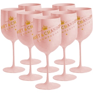 alslovkar Moët & Chandon Ice Imperial Champagne Glasses, 480ml Set of 8 Champagne Flutes, Wine Party Moet Glasses(8-Rosa)
