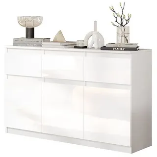 Furnica Kommode Sideboard NOAH 120cm - Weiß Matt / Weiß Hochglanz