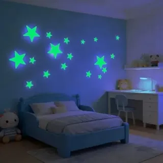 LOLANIUT Leuchtsterne Selbstklebend, 30 Leuchtende Stern Aufkleber in 3 Größen, Sterne Leuchtend Selbstklebend aus PET, Glow in the Dark Stars für Kinderzimmer, Schlafzimmer, Wand & Decke