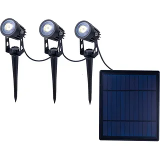 LED Solarleuchte NÄVE "Spoti" Lampen Gr. Ø 4,10 cm Höhe: 9,00 cm, schwarz (schwarz matt) Solarleuchten 3er LED Solarspot mit Erdspieß inkl. Solarpanel Zuleitung 6m