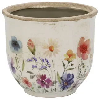 Chic Antique Blumentopf Chic Antique - Blumentopf Übertopf Blumenübertopf Keramik Blumenmotiv bunt|weiß