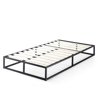 Zinus Joseph Bett 100x200 cm - Höhe 25 cm mit Stauraum unter dem Bett - Metall-Plattformbettrahmen mit Holzlattenrost - Schwarz