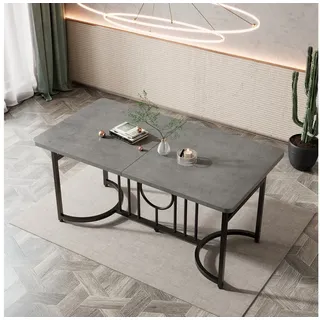 Powerwill Esstisch Moderner minimalistischer Esstisch, 158 x 76 x 75 cm, einfach zu installieren,nicht klappbar(Betonoptik) grau
