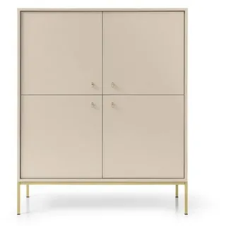 MOEBLO Kommode Melody I (Wohnzimmer, Esszimmer, Flur & Diele, Moderne Sideboard Schrank Highboard Goldene Türgriffe), (BxHxT): 104x39x125 cm beige