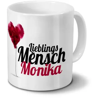 printplanet Tasse mit Namen Monika - Motiv Lieblingsmensch - Namenstasse, Kaffeebecher, Mug, Becher, Kaffeetasse - Farbe Weiß