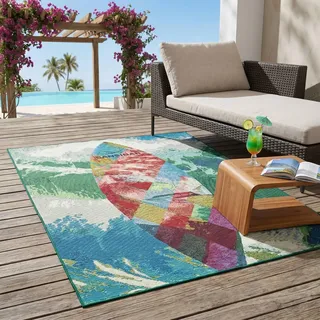 Sansibar Sylt Outdoorteppich, Mehrfarbig, Textil, Wasser/Strand/Meer, Rechteckig, 190x290 cm, Oeko-Tex®, für Fußbodenheizung geeignet, Teppiche & Böden, Teppiche, Outdoorteppiche