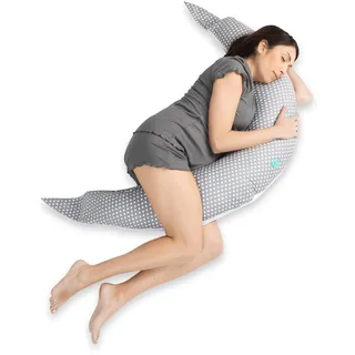 KOALA BABYCARE Stillkissen XXL Schwangerschaftskissen Seitenschläferfkissen mit Bezug aus 100% Baumwolle - Zertifiziertes Medizinprodukt - Lagerungskissen Erwachsene - (Grau - Weiße)