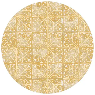 Bilderdepot24 Teppich Vinyl Wohnzimmer Schlafzimmer Flur Küche Shabby Vintage, rund - gelb glatt, nass wischbar (Küche, Tierhaare) - Saugroboter & Bodenheizung geeignet gelb 240 cm x 240 cm