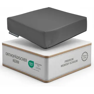Stoffschmiede Sitzkissen Orthopädisch aus Kunstleder - 40x40x10cm, Ergonomisches Sitzkissen Stuhl als Sitzerhöhung und Aufstehhilfe grau