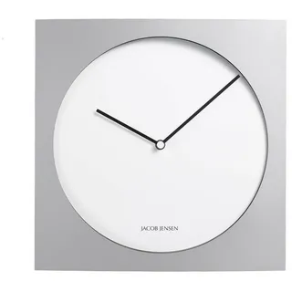 Jacob Jensen Wanduhr quadratisches Design 35x35cm 318 Uhrwerk leise silberfarben|weiß