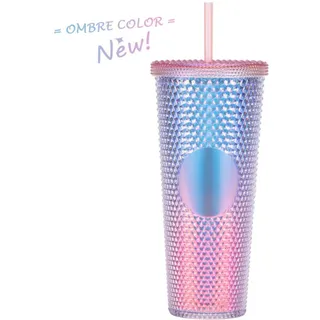 710-ml-kunststoffbecher Mit Deckel Und Strohhalm, Wiederverwendbarer Eiskaffeebecher, Smoothiebecher, Transparenter Laserbecher