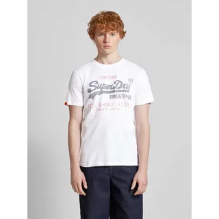 Relaxed Fit T-Shirt mit Label-Print, Weiss, S