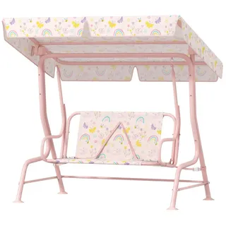 MC Star Hollywoodschaukel AIYAPLAY Hollywoodschaukel für Kinder. Stahlrahmen. 2-Sitzer, 60 kg belastbar. Rosa rosa
