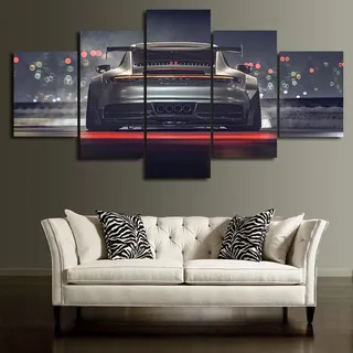 WEIGENG Drucke auf Leinwand, 5 Stück Porsche Auto Poster Bilder Moderne Dekoration Malerei Kunstwerk