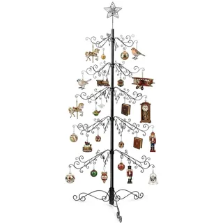 HOHIYA Weihnachtsbaum Metall 196 cm KugelAufhängungen Schwarz Umweltfreundlich Stabil and Einfach zu Montieren Xmas Deko Christbaum