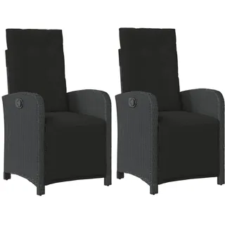 vidaXL Gartensessel mit Fußteil 58,3 x 69 x 32,5 cm schwarz 2 St.