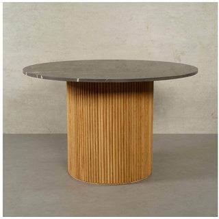 MAGNA Atelier Esstisch VICTORIA mit Marmor Tischplatte (Gestell aus Eichenholz), Küchentisch, Dining Table, Oakwood, Unikat, 120x76cm - Ø140x76cm grau 140 cm x 76 cm