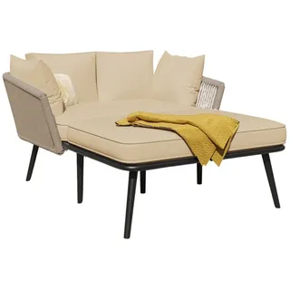 Odikalo Gartensofa Sonnenliege Gartenlounge Sonneninsel Schlafsofa Gartenmöbel Khaki braun