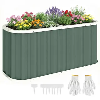 ComfortXL Hochbeet, Grün, Metall, 136x61x53 cm, Gartenzubehör, Hochbeete