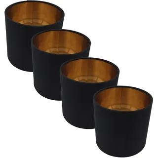 4 Stück Lampenschirm für Tischlampe E14 Ø12cm Durchmesser Schwarz Gold Rund Retro Vintage Stofflampenschirm Leuchtenschirm Textilschirm Ersatzschirm Leinenschirm (4x Schwarz/Gold Ø 12cm)