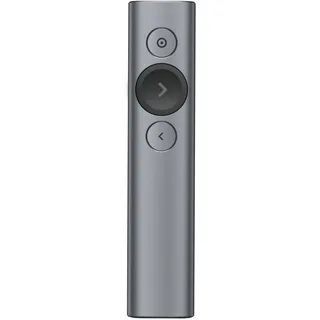 Logitech Spotlight Presenter | Bluetooth/2.4 GHz, USB, digitaler Laserpointer, 30m, Timer, Vibrationsalarm, PC/Mac/Android/iOS - Slate/Grau
