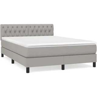 vidaXL Boxspringbett mit Matratze Hellgrau 140x200 cm Stoff1399169