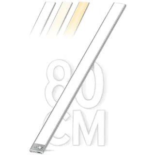 80CM Unterbauleuchte Küche Led Dimmbar mit Bewegungsmelder 6600mAh Akku | 296 LED Lichtleiste Schrankbeleuchtung 3 Farbmodi 2700-6500K,USB-C Aufladbar Magnetische Leiste für Kleiderschrank, Werkstatt