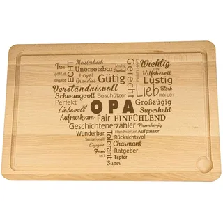 Spruchreif · XXL Schneidebrett aus Holz · Schneidebrett mit Gravur in Herzform · Wortherz für Opa · Geschenke für Papa · Opa Geschenk · Geschenk Opa