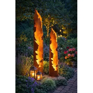 Estexo Dekosäule Rostsäule Gartendeko 120 + 150 cm Set Edelrost Säule Pflanzsäule Rost