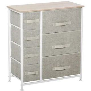 Homcom Schubladenschrank mit 7 Stoffschubladen Holz Hellgrau 63,5 x 30 x 71 cm