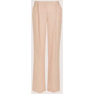 Stoffhose MADELEINE "Leinenhose Bundfaltenhose mit Nadelstreifen", Damen, Gr. 17, N + K Gr, rosa (puderrosé, bleigrau, melange), Obermaterial: 50% Leinen LI. 50% Viskose CV., Modern, weit, Hosen Stoffhose, Leinenmischung mit Nadelstreifen